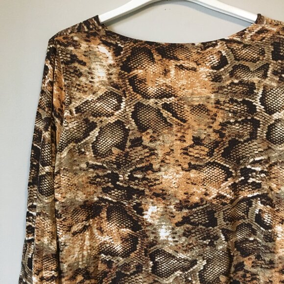 Snakeskin Print Fitted + Lined Long Sleeve Top - Picture 5 of 15